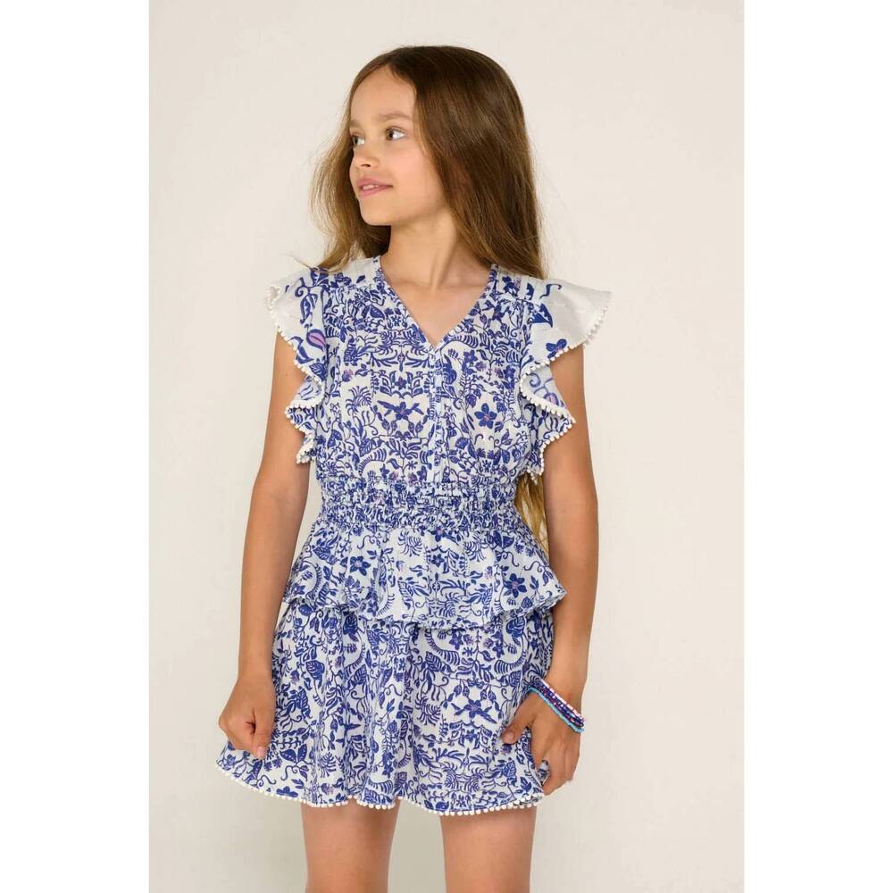 NEW POUPETTE ST BARTH noemi mini dress in blue tiare